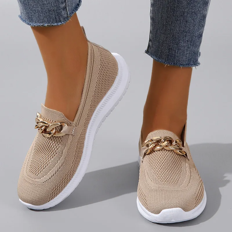 Chain White Shoes Women Sneakers Fashion Solid Women Platform Flats Shoes Breathable Chunky Sneakers Comfortable Woman Shoes
