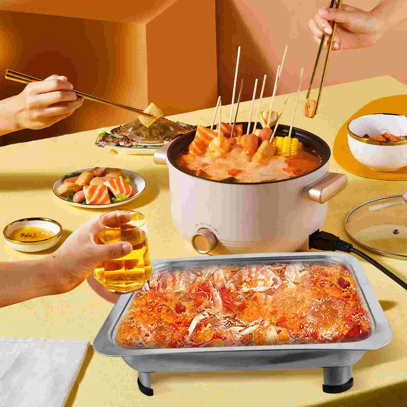 Обеденная тарелка из нержавеющей стали против падения поднос для еды сковороды