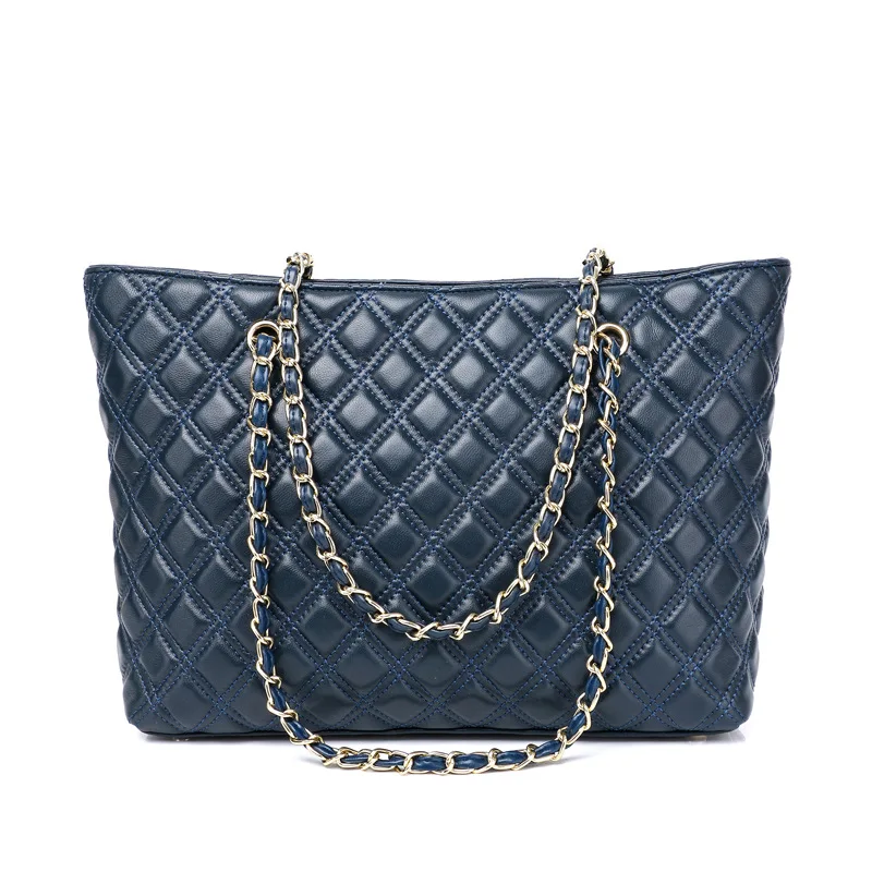 

Luxury women's tote bag 100% leather shoulder bag smooth zipper ladies daily large-capacity shopping bag