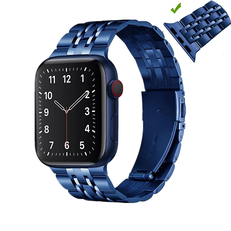 

Деловой ремешок для Apple Watch 7 Band 45 мм 44 мм 42 мм, браслет из нержавеющей стали для iWatch Series 7 SE 6 5 4 3 2 1 41 мм 40 мм 38 мм