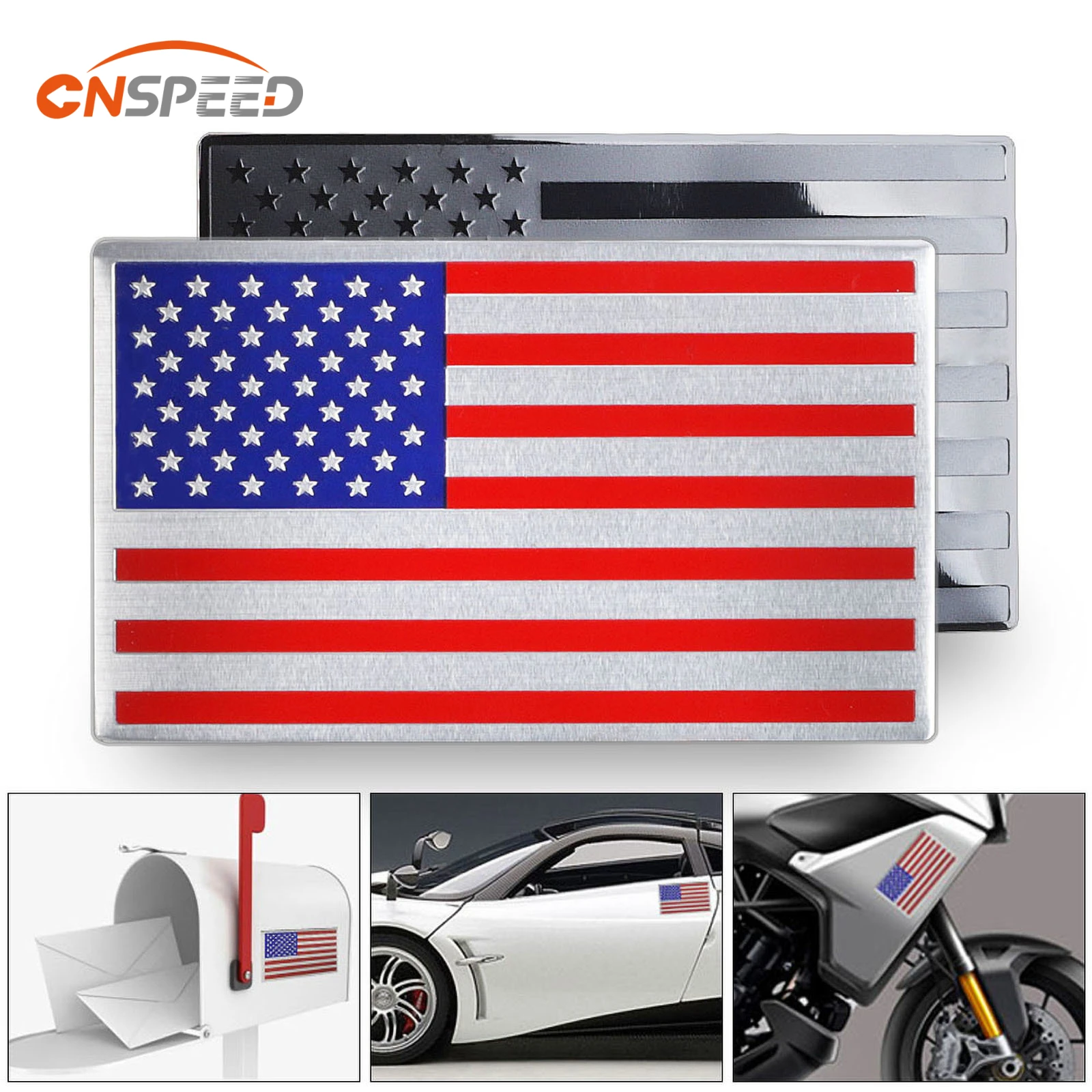

CNSPEED Universal Car Sticker USA American Flag Badge Emblem 3D Metal Decoration Waterproof Exterior Parts Car Styling