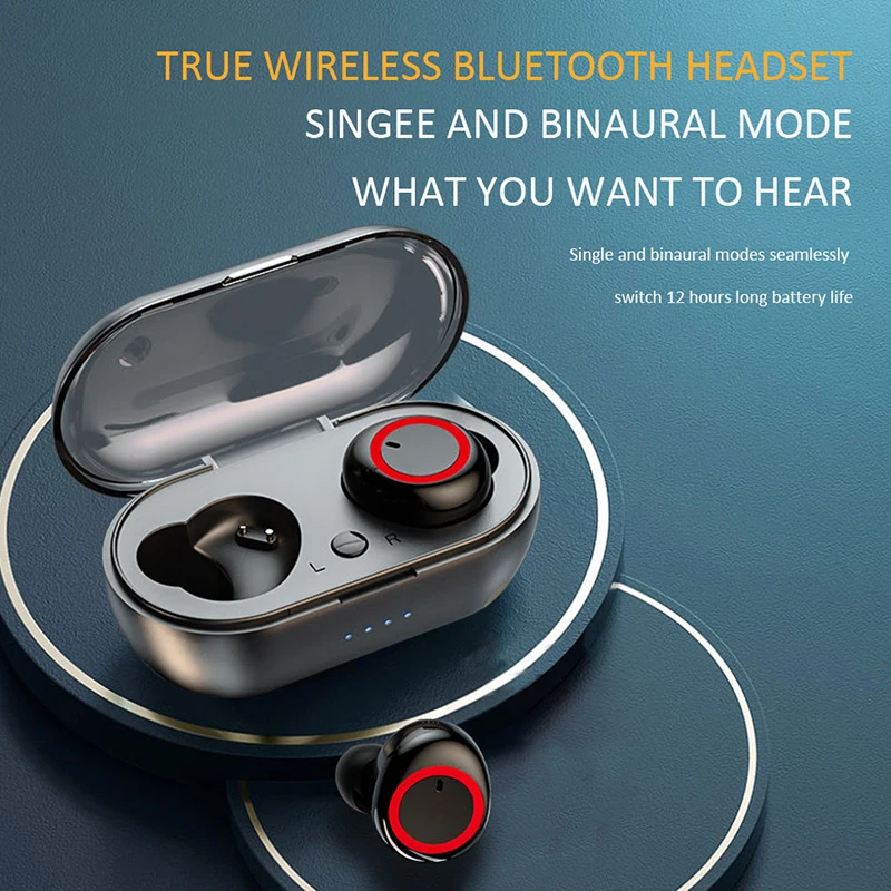 

Y50 Bluetooth Earphone Outdoor Sports Wireless Headset 5.0 With Charging Bin Power Display Touch Control Headphone Earbuds