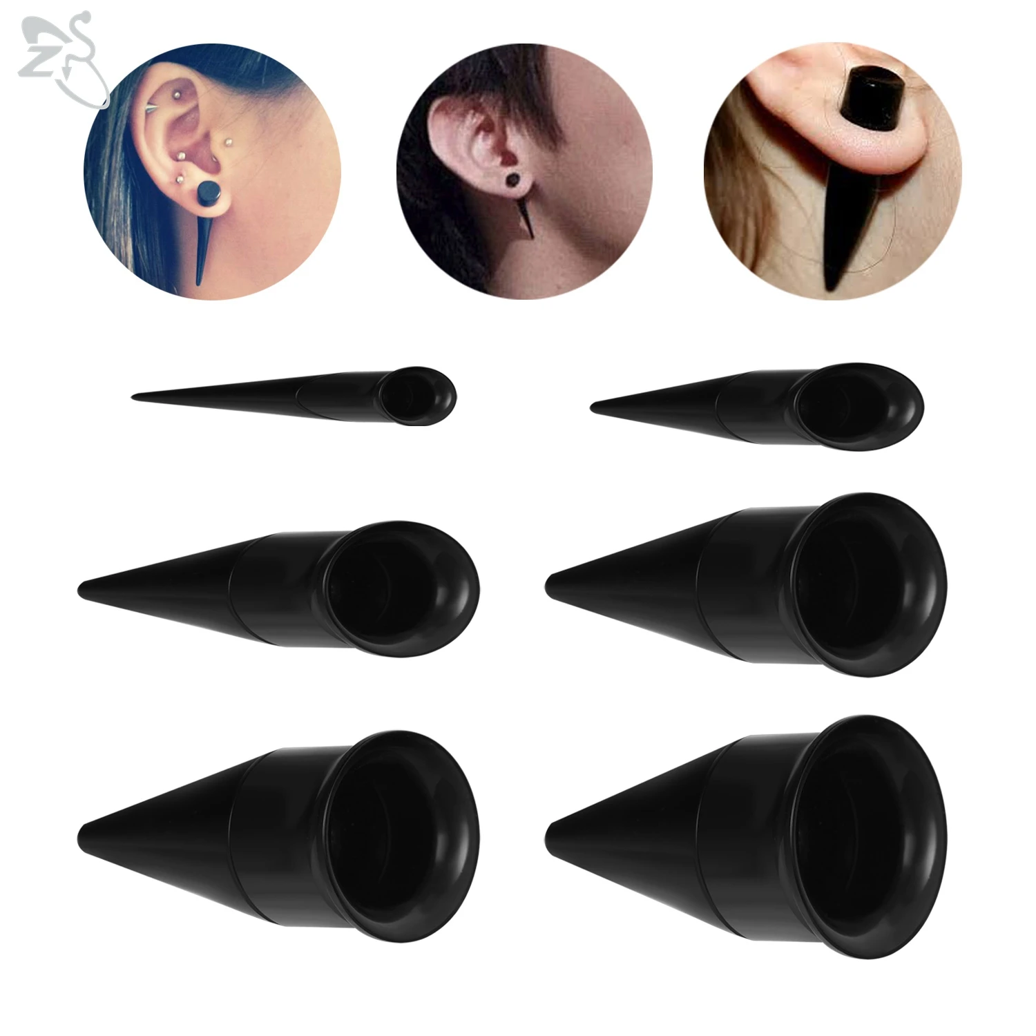 

AOEDEJ 3-16MM 1 Piece Acrylic Ear Plugs and Tunnels Black Color Two-In-One Stretchers Taper Flesh Expanders Ear Gauges Piercing