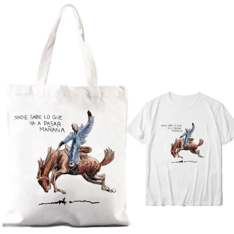 Женская хлопковая Футболка Rapper Bad B-Bunny Nadie SA с коротким рукавом и воротником