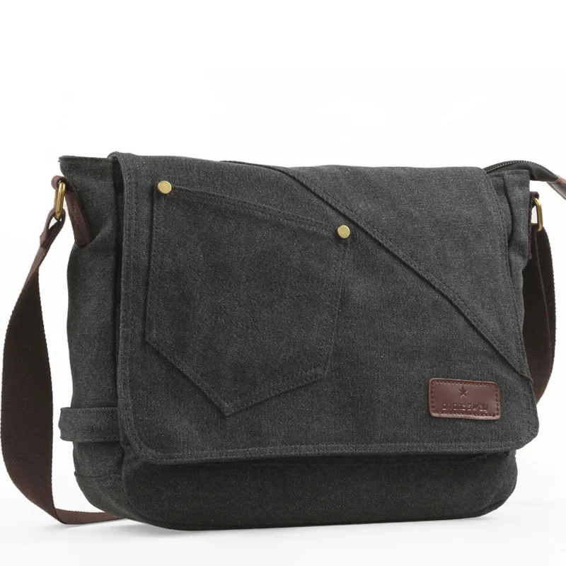 Men's Canvas Crossbody Casual Shoulder Bags Vintage Messenger Travel Handbags Fashion Student Scholl Bag Briefcase Ipad Bag