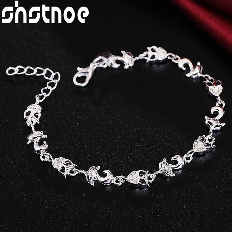 

925 Sterling Silver AAA Zircon Fox Owl Chain Bracelet For Women Party Engagement Wedding Gift Fashion Charm Jewelry