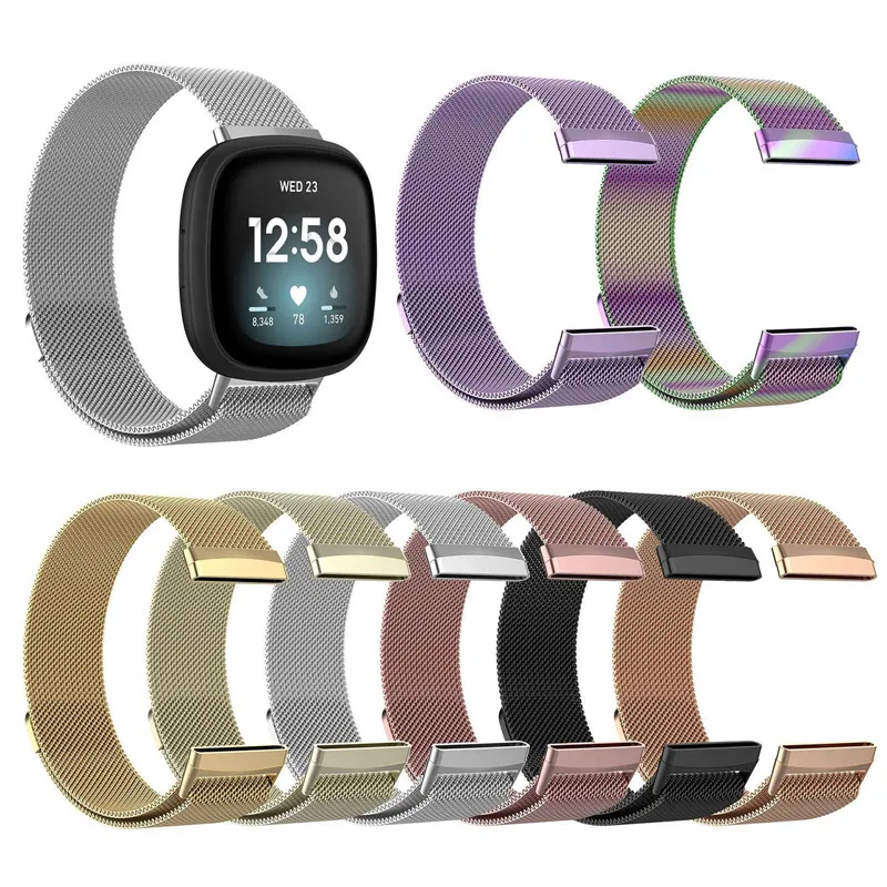 

Magnetic Watch Strap For Fitbit Versa 3 4 Bands Stainless Steel Metal Mesh Band Replacement Bracelet For Fitbit Sense Wristband