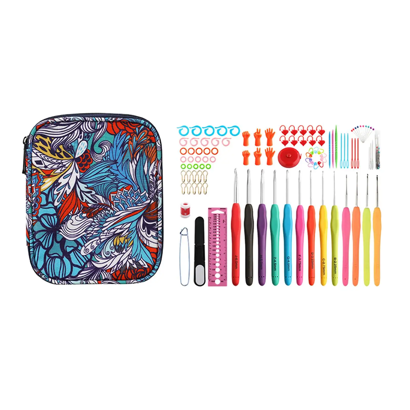 

102Pcs Crochet Hooks Set with Storage Bag Knitting Set DIY Arts Craft Markers Sewing Tools