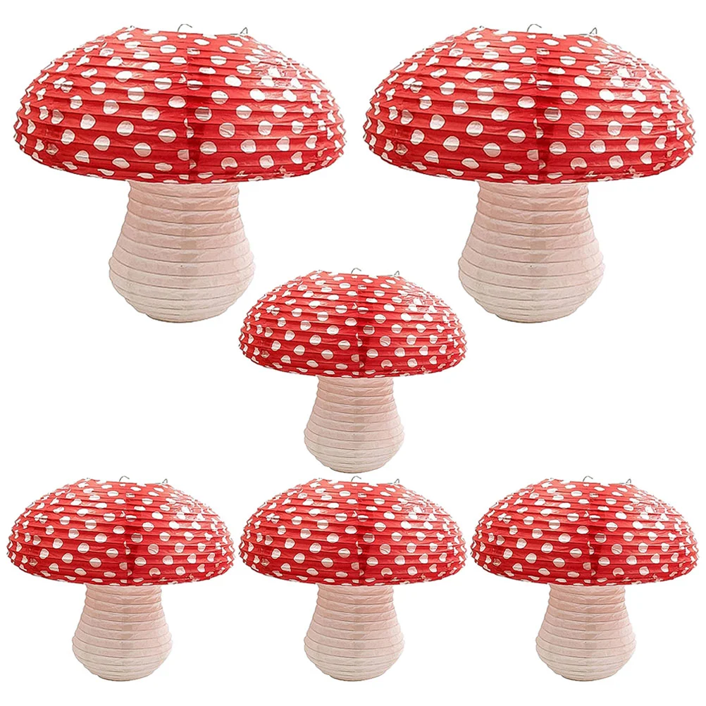

Mushroom Lantern Party Paper Ornament Hanging Decorations Decor Birthday Fairy Ceiling Decorative Light Lampshade Wonderland