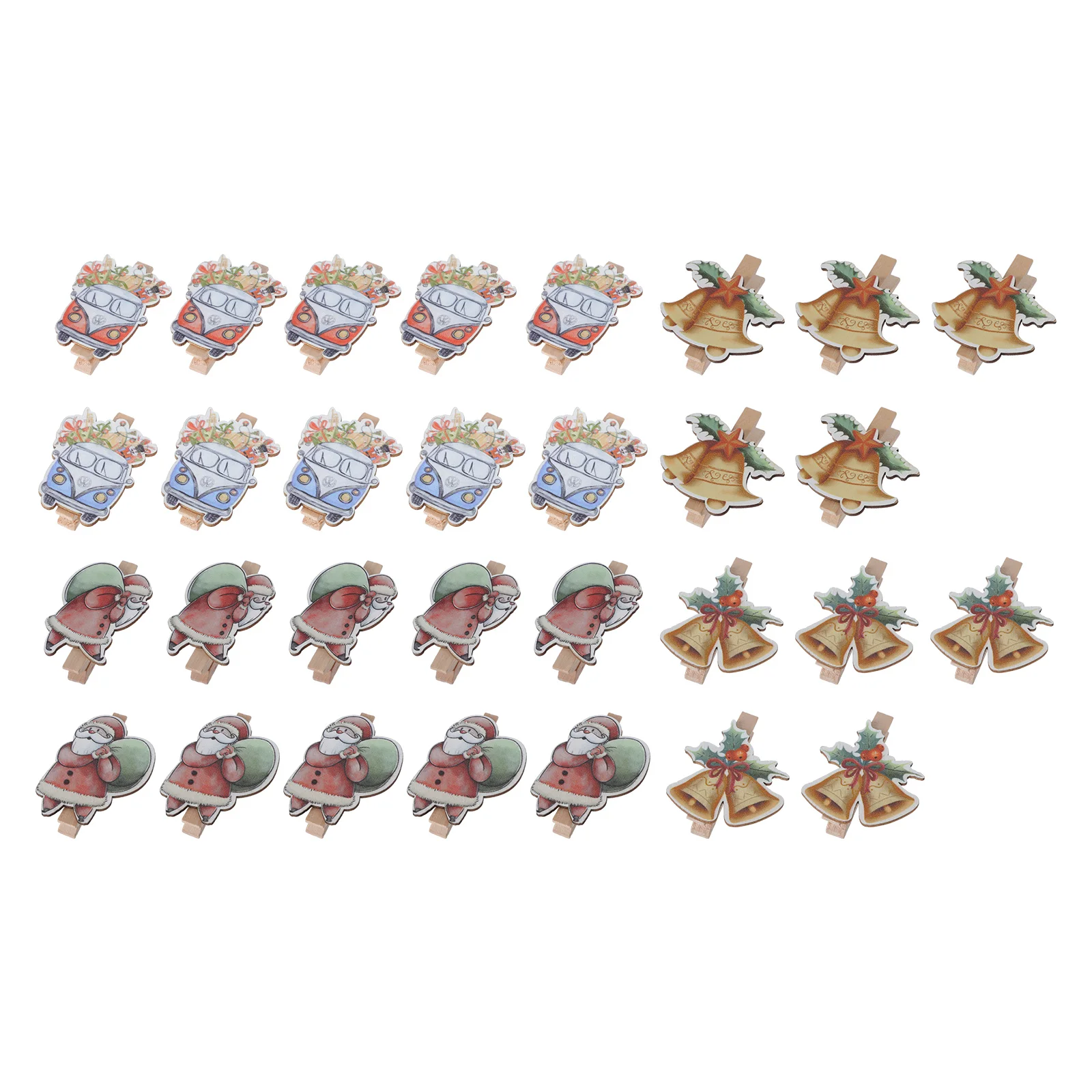 

30Pcs Christmas Patterns Mini Wooden Note Memo Photo Clips Clothespins