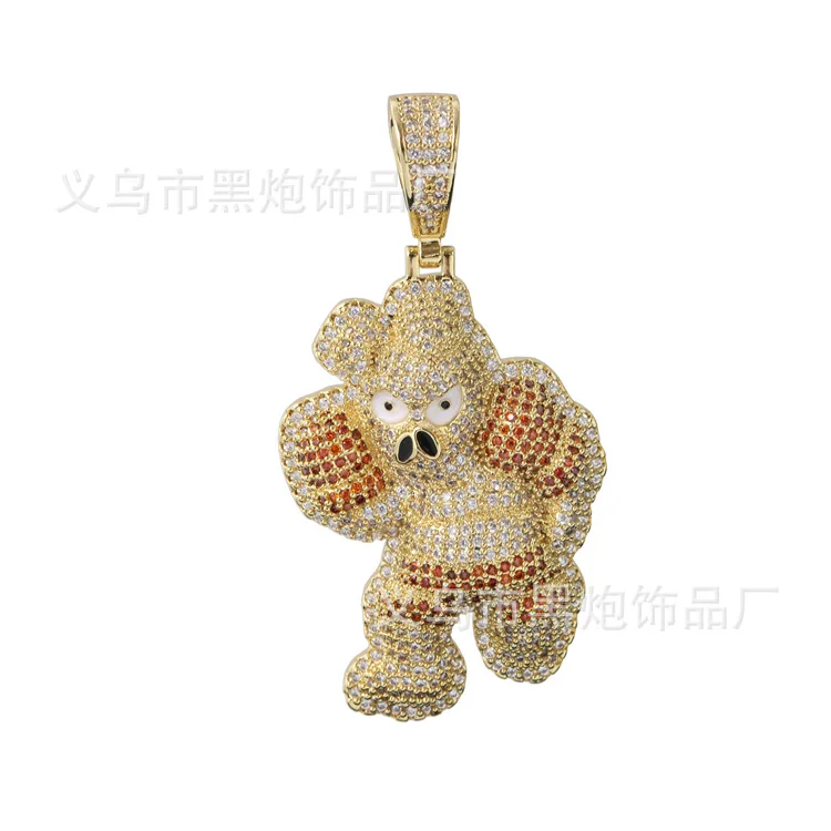 Бокс Медведь Европейский и Американский Хип-Хоп Циркониевые Медные Ювелирные