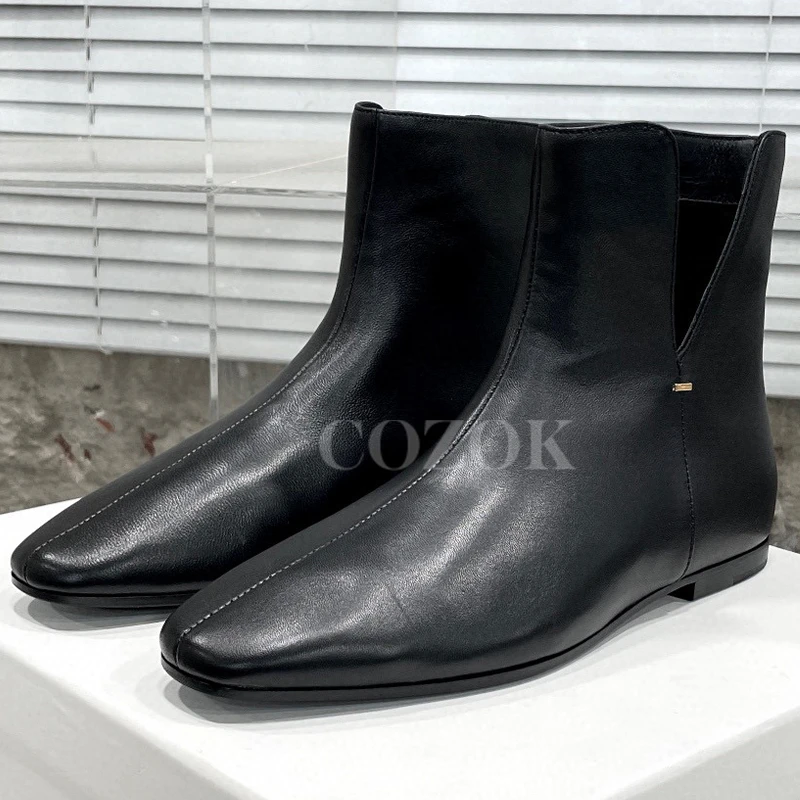 

Женские осенние ботинки из натуральной кожи, без шнуровки