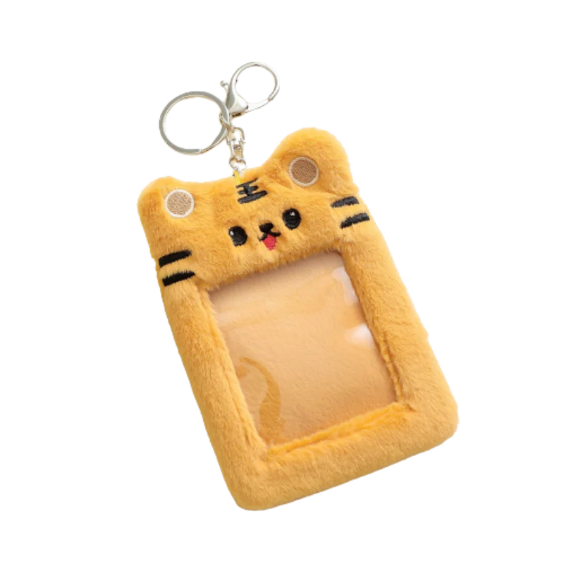 New Plush Bear Rabbit Korea Idol Photocard Protector Case For Women Girls Cute Keychain ID Credit Bank Star Photo Card Holder