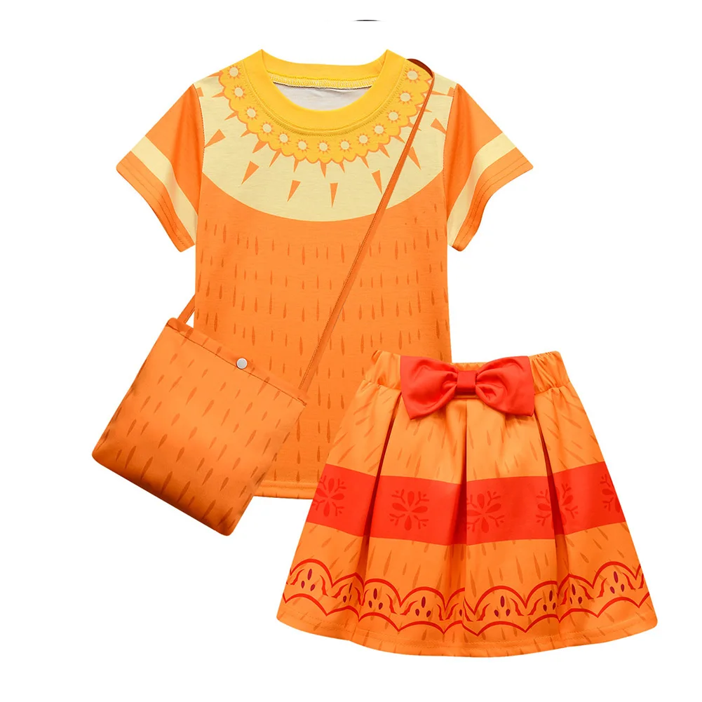 

Kids Girls Pepa Mirabel Cosplay Costume T-shirt Skirt Bag Set Outfits Halloween Carnival Suit