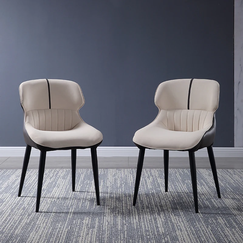 

Nordic Metal Dining Chairs Modern Luxury Leather Comfortable Dining Chairs Lounge Balcony Chaises Salle Manger Home Furniture