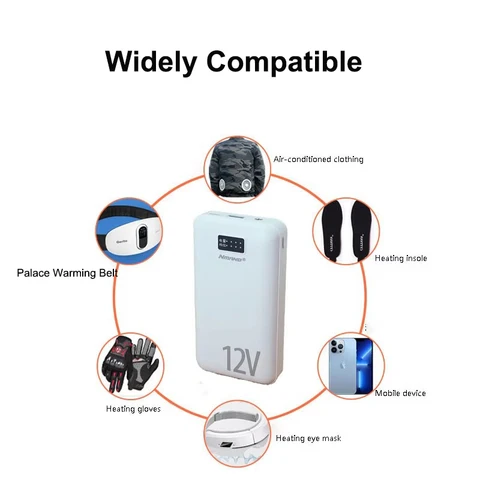 18000 мАч Power Bank, 12 В постоянного тока, портативное зарядное устройство для жилета с подогревом, куртки, Power Bank для Xiaomi iPhone, кондиционер, одежда