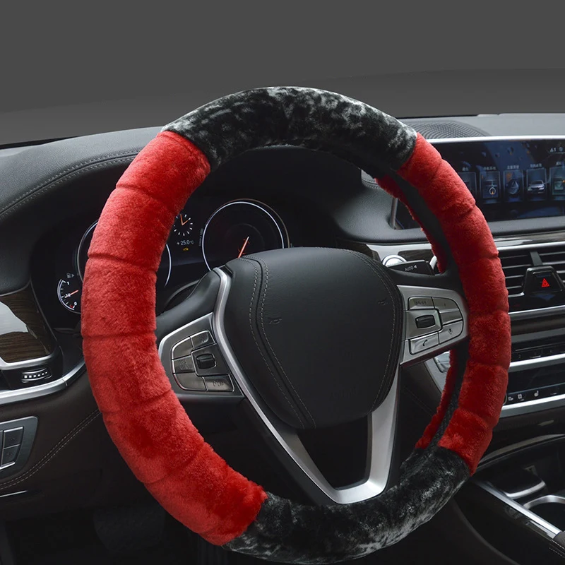 

Winter Super Soft Plush Car Steering Wheel Cover Universal,Warm Faux Fur Auto Handlebar on the Steering-Wheel 37/38cm