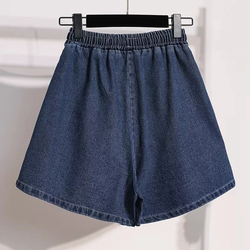 2023 New Summer Denim Shorts For Women's Clothing Summer Slim Capris Large Size 4XL 5XL Elastic Waist Shorts Pants AC228