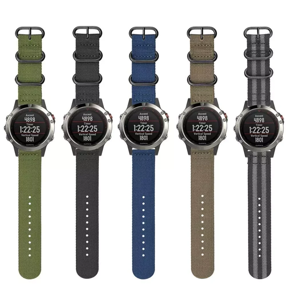 

22mm Premium Nato Nylon Strap Watch Band for Garmin Fenix 5 / Instinct / Forerunner 935 945 Approach S60 S62 D2