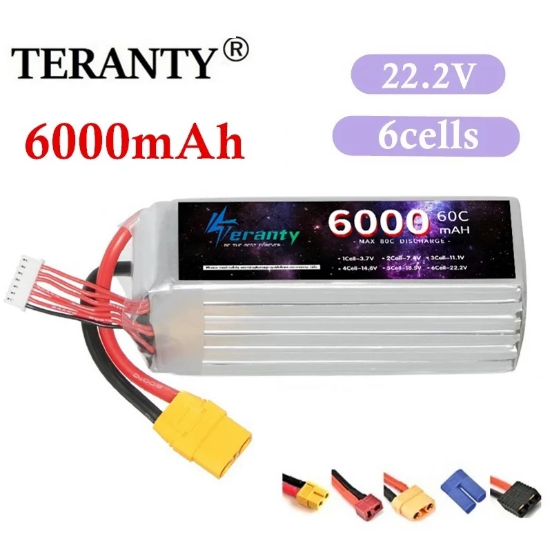 Teranty 6S батарея XT60 разъем 22 2 в 6000 мАч Lipo 60C для дрона летающей машины DlY