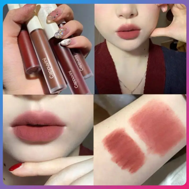 

Lip Gloss 6 Colors Red Lip Tint Mud Velvet Matte Lipstick Moisturizing Non-stick Cup Berry Rose Lipstick Lip Glaze