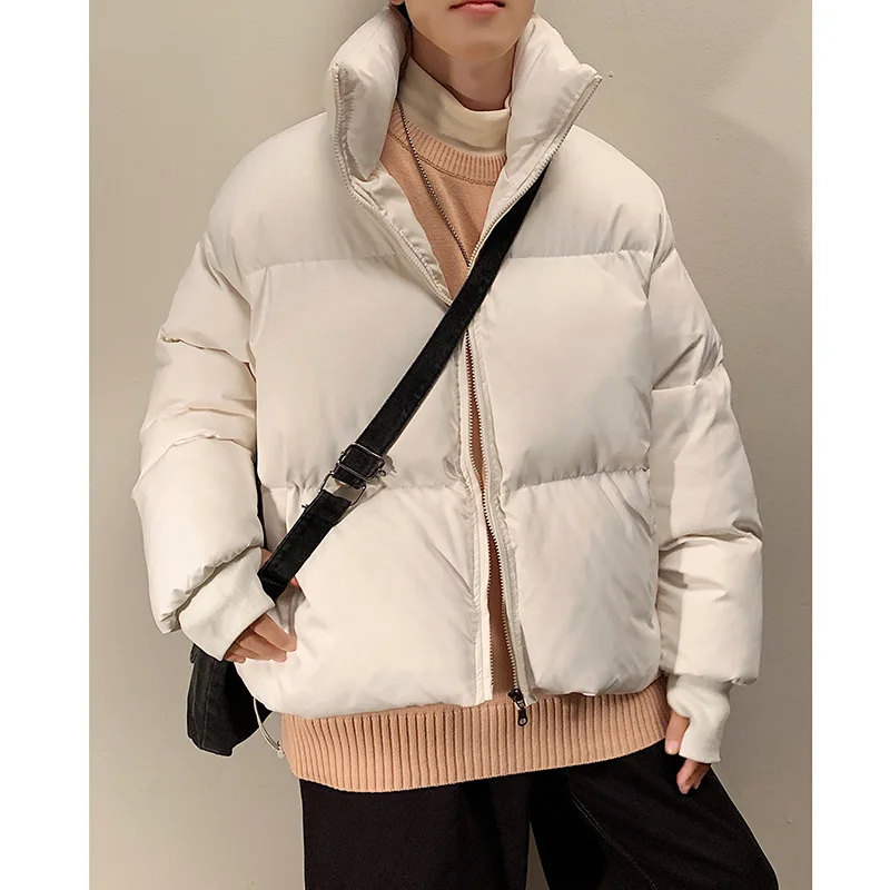 Winter Jacket Men Warm Fashion Beige/Black Casual Thickened Down Jacket Men Korean Loose Thick Short Coat Mens Parker Clothes