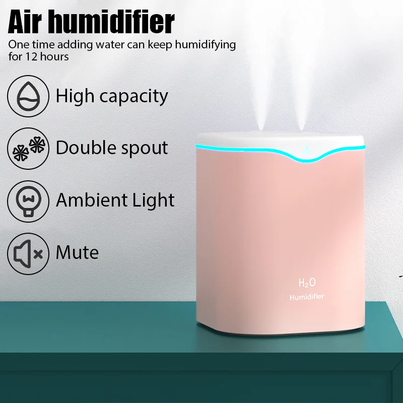 

Double Spray Port Air Humidifier Essential Oil Aromatherapy Humidificador USB Diffuser Home Office Car Mute Cool Mist Sprayer