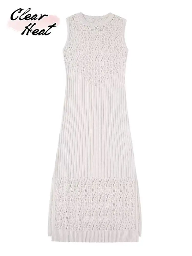 

Женское трикотажное платье с круглым вырезом, без рукавов