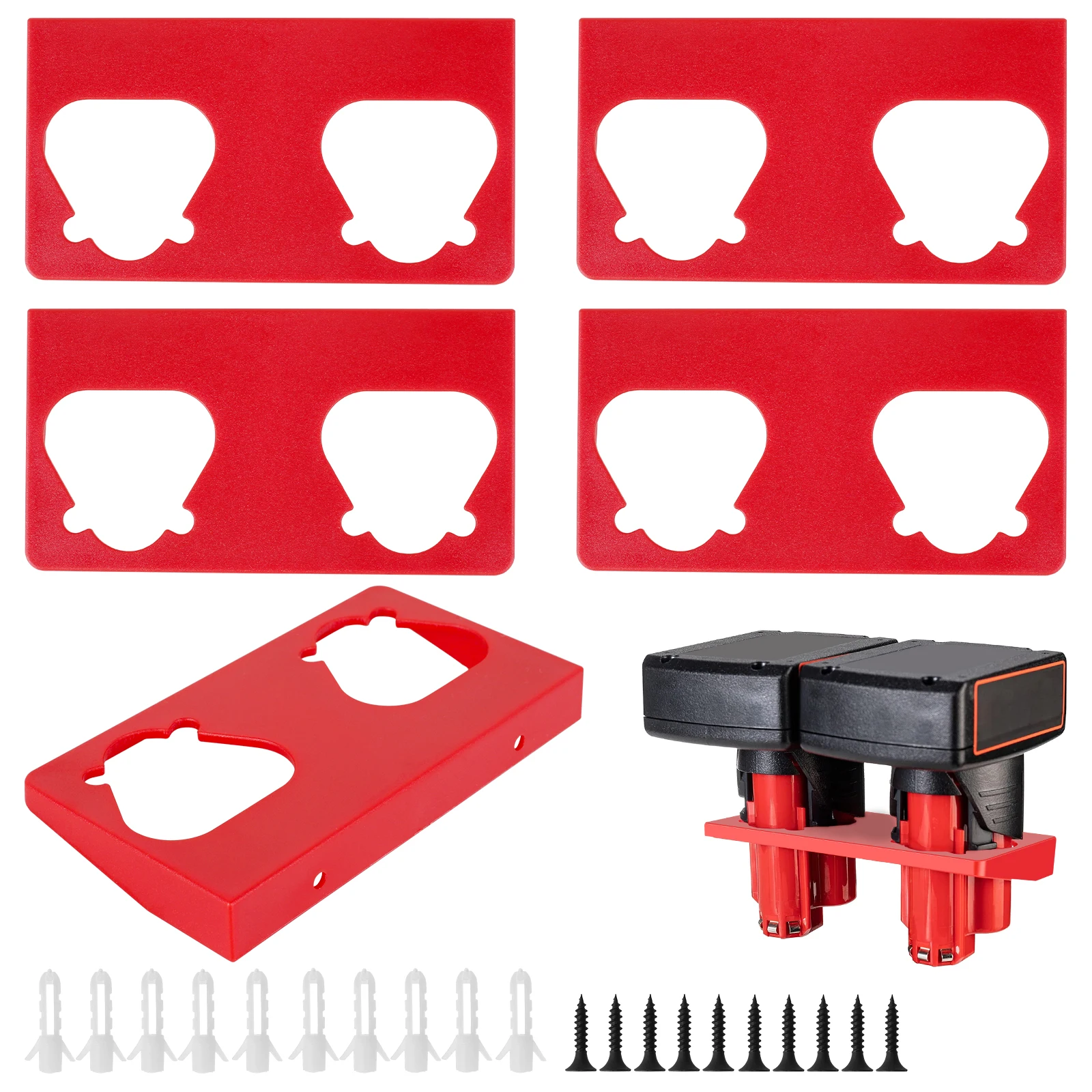 

5Pcs Battery Holder Reusable Plastic Battery Dock Holder Non-slip Heavy Duty Battery Mount Hanger with Screws and Expansion