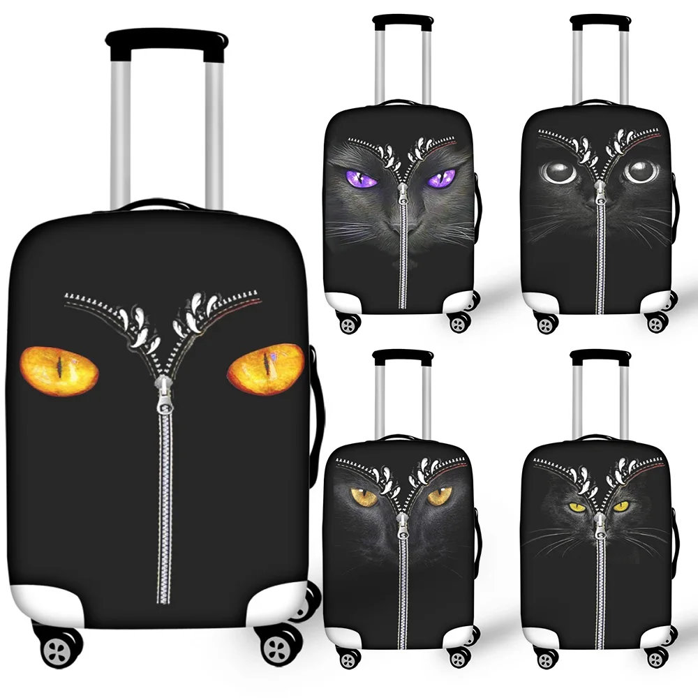 

Nopersonality Cool Black Cat Eyes Zipper Print Luggage Cover Protection Trolley Suitcase Thick Wear-resistant Luggage Accessorie