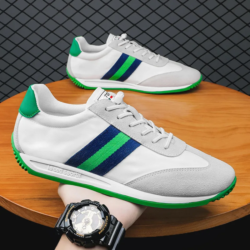 

New Men Sneakers Spring Summer Fashion Breathable Canvas Sport Shoes Street Youth Striped Athletic Shoes