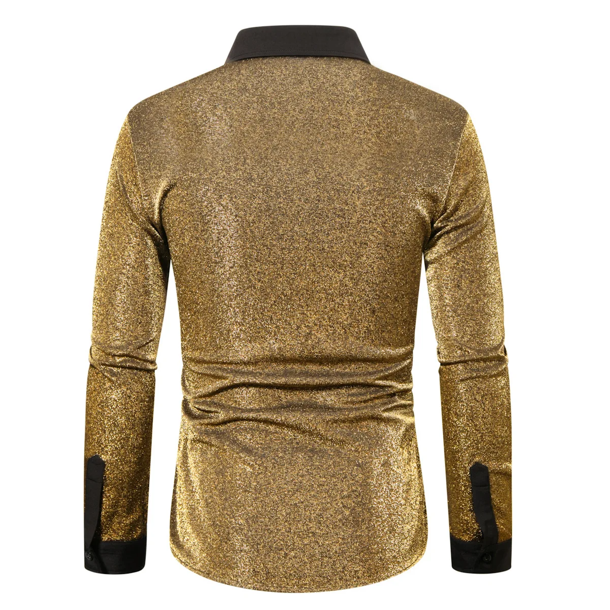 Мужская блестящая рубашка с металлическим блёстками в стиле 70-х