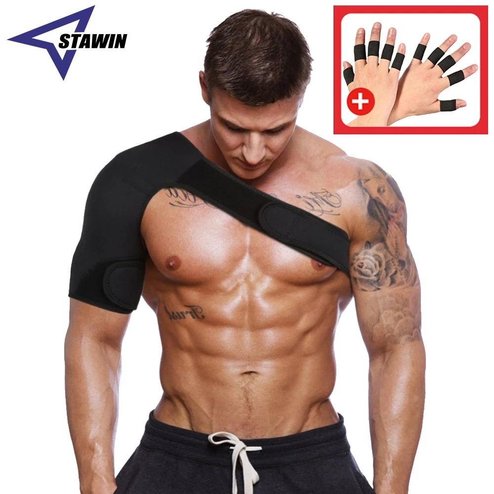 

Adjustable Gym Sports Care Single Shoulder Support Breathable Back Brace Guard Strap Wrap Belt Band Pads Black Bandage Men/Women