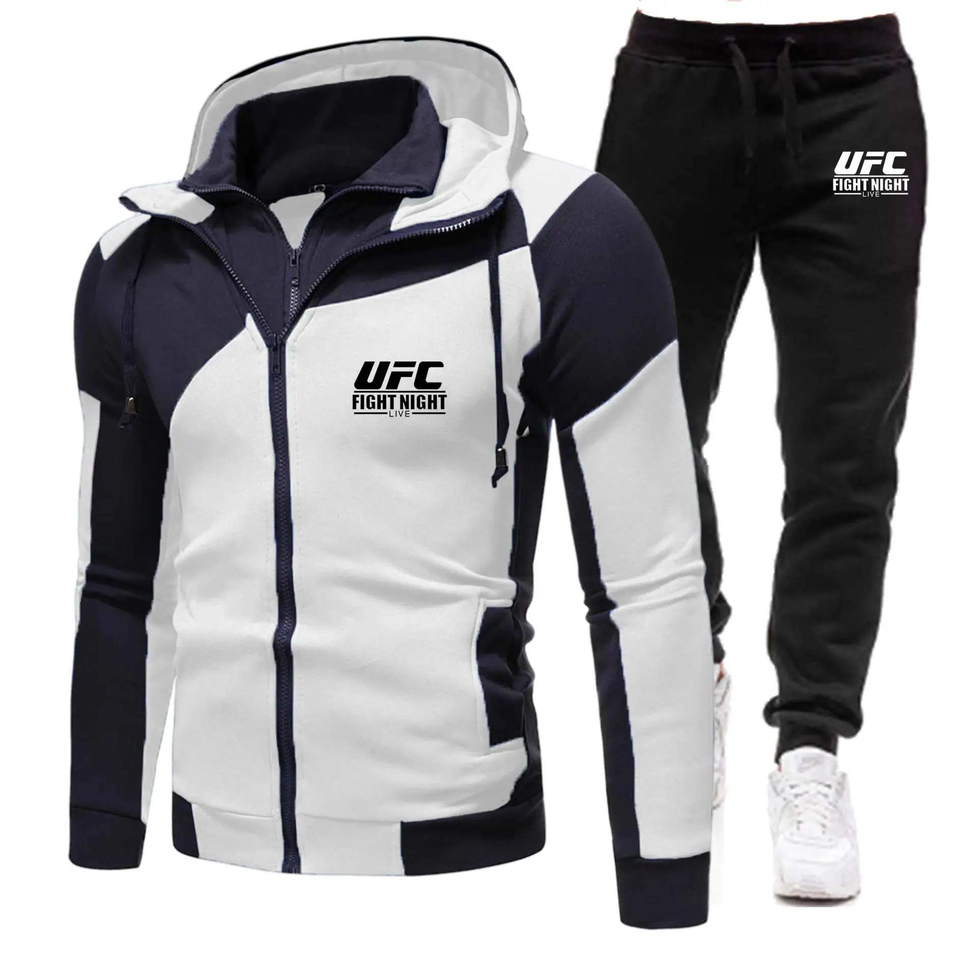 2023 New Fashion Sportswear Zipper Hooded Casual Sports Men's Mma Hooded Sportswear Men's Two Piece Sweatshirt+Sweatpants