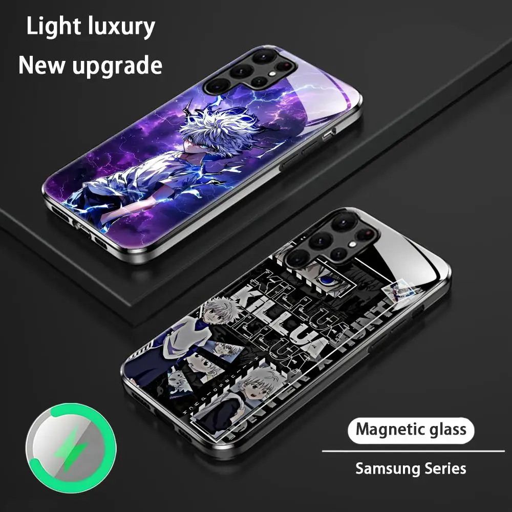 Фото Чехол для телефона с рисунком Killua Zoldyck Hunter X Hunter для Samsung S26 S25 S24 S23 S22 S21 S20 Plus Ultra Note20, стеклянный магнитный чехол №2