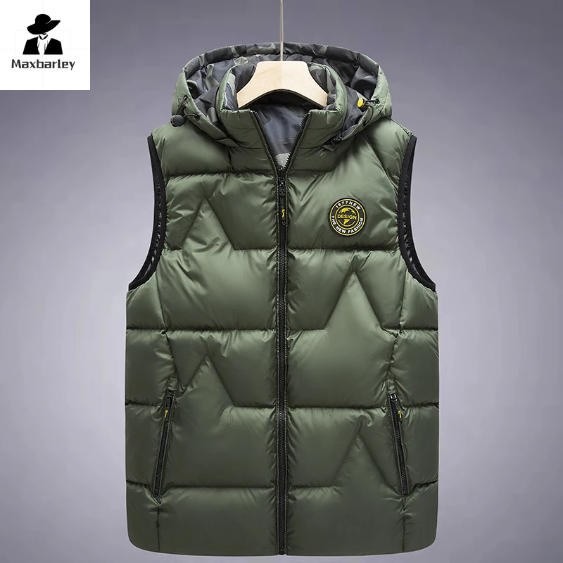 Зимний жилет мужская мода утепленная теплая двухсторонняя пуховая хлопковая