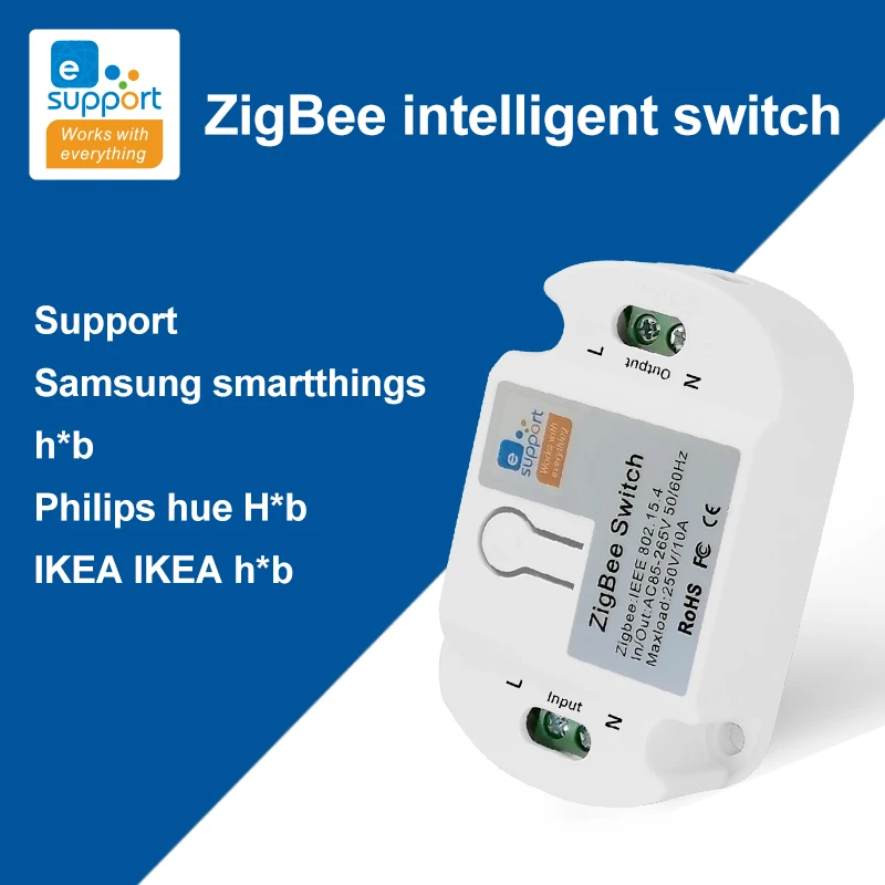 

Умный выключатель Zigbee Smart Life с голосовым управлением, дистанционное управление через приложение Smarthings с таймером, переключатель Zigbee.3.0, беспроводной переключатель, 10 А