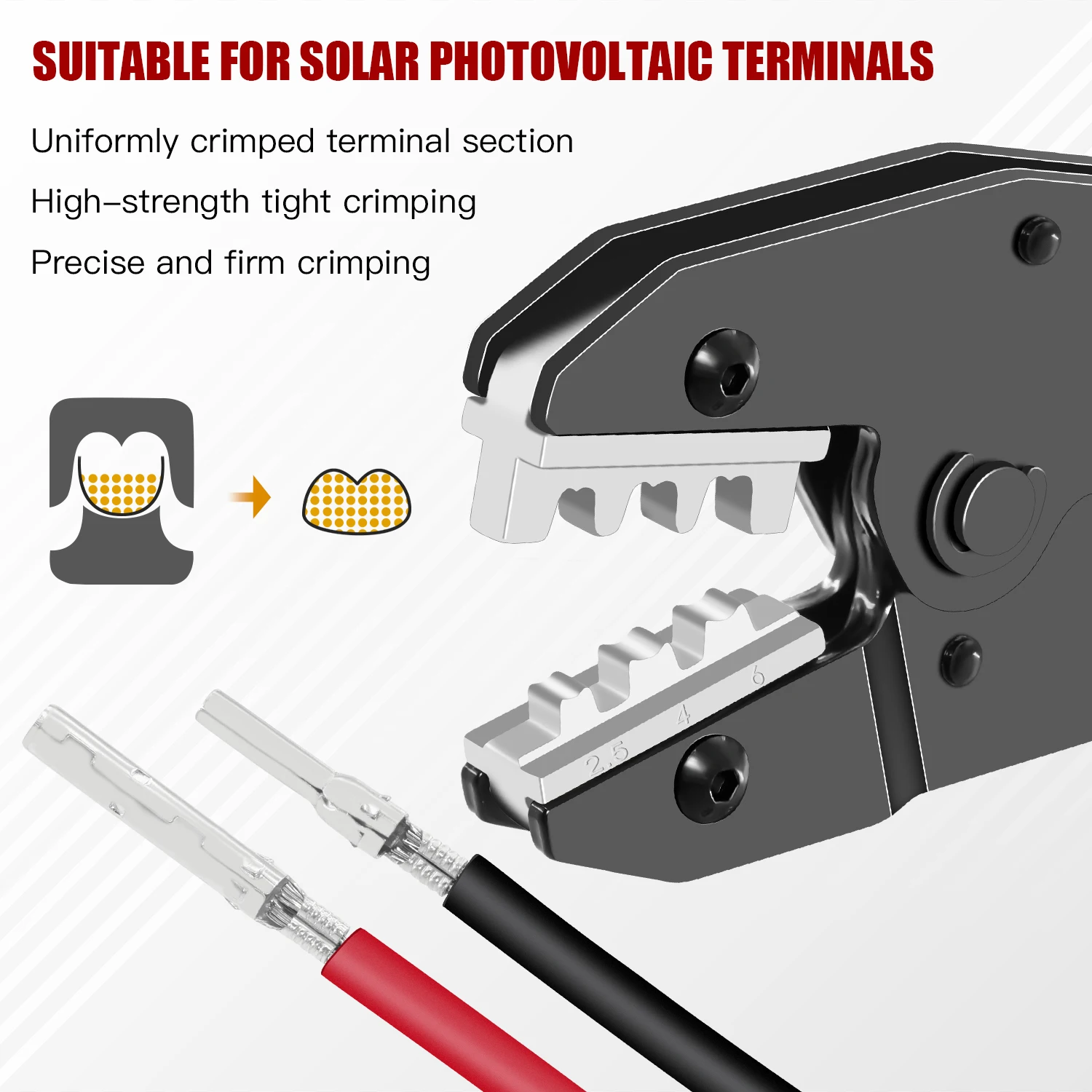 HS-2546B Обжимной инструмент для солнечных разъемов AWG 14 12 10 обжима проводов с