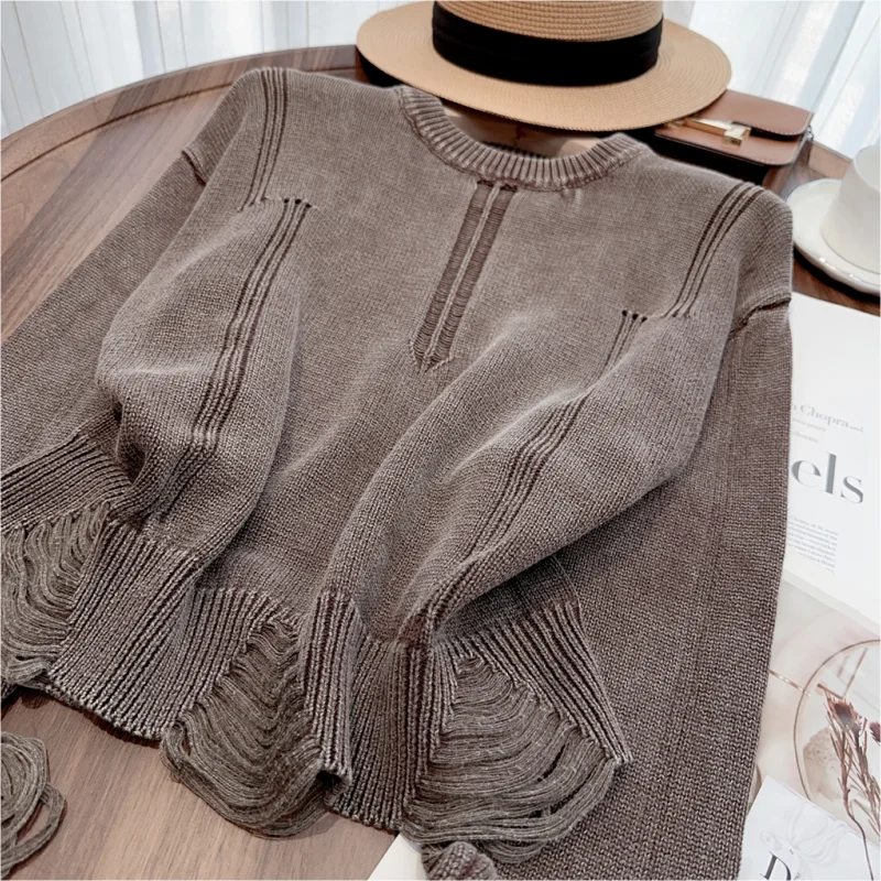 Серая женская одежда винтажный вязаный свитер куртка коричневый кашемировый