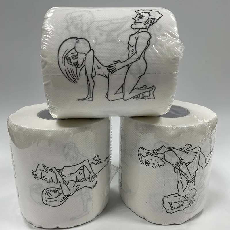 Super Fashion Funny Toilet Paper Bulk Rolls Bath Tissue Bathroom Soft 3 Ply Household Fun Novelty Papers Wholesale