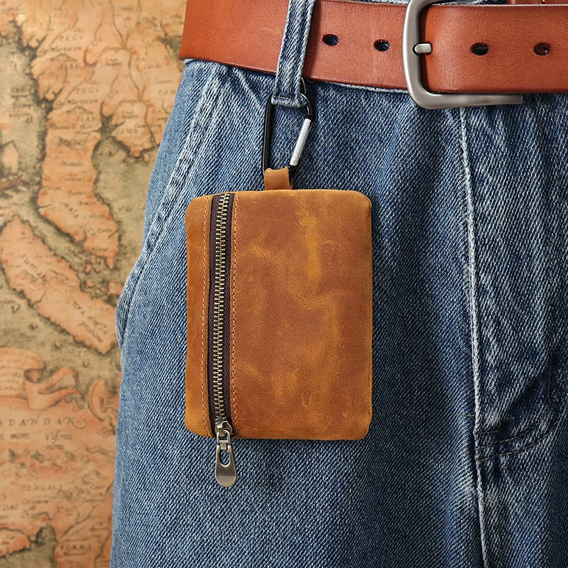 

Сумка-Органайзер wmnuo мужская из натуральной кожи, кошелек для мелочи, мини-сумка из воловьей кожи, держатель для карт с пряжкой