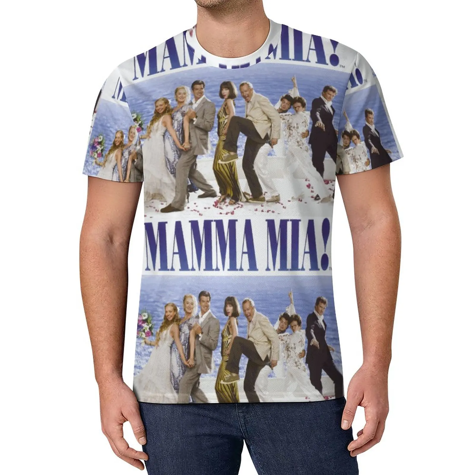 

Mamma Mia Cast Poster T Shirt Hippie T-Shirts Short Sleeves Printed Tops Cheap Summer Streetwear Oversized Top Tees