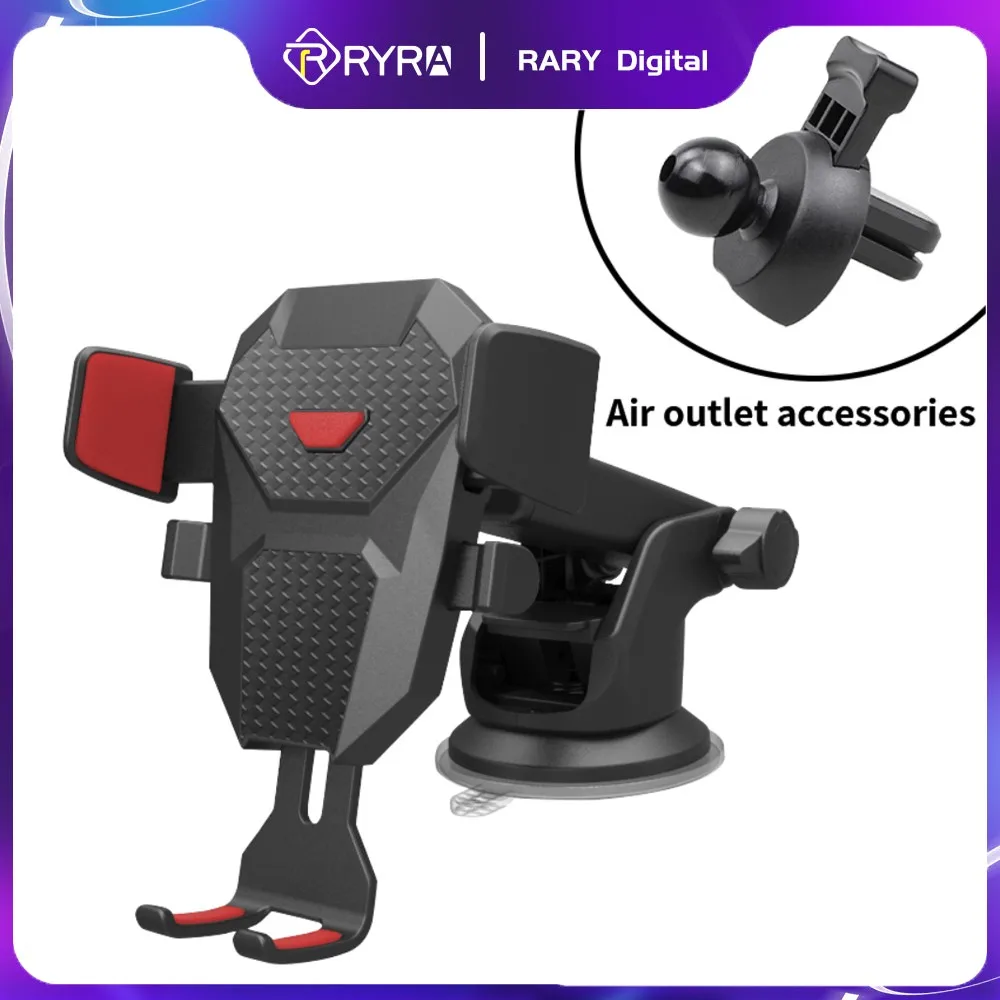 

RYRA Sucker Car Phone Holder Universial Bracket Automatically Locks Retractable Cell Stand For IPhone Xiaomi Huawei Smartphones