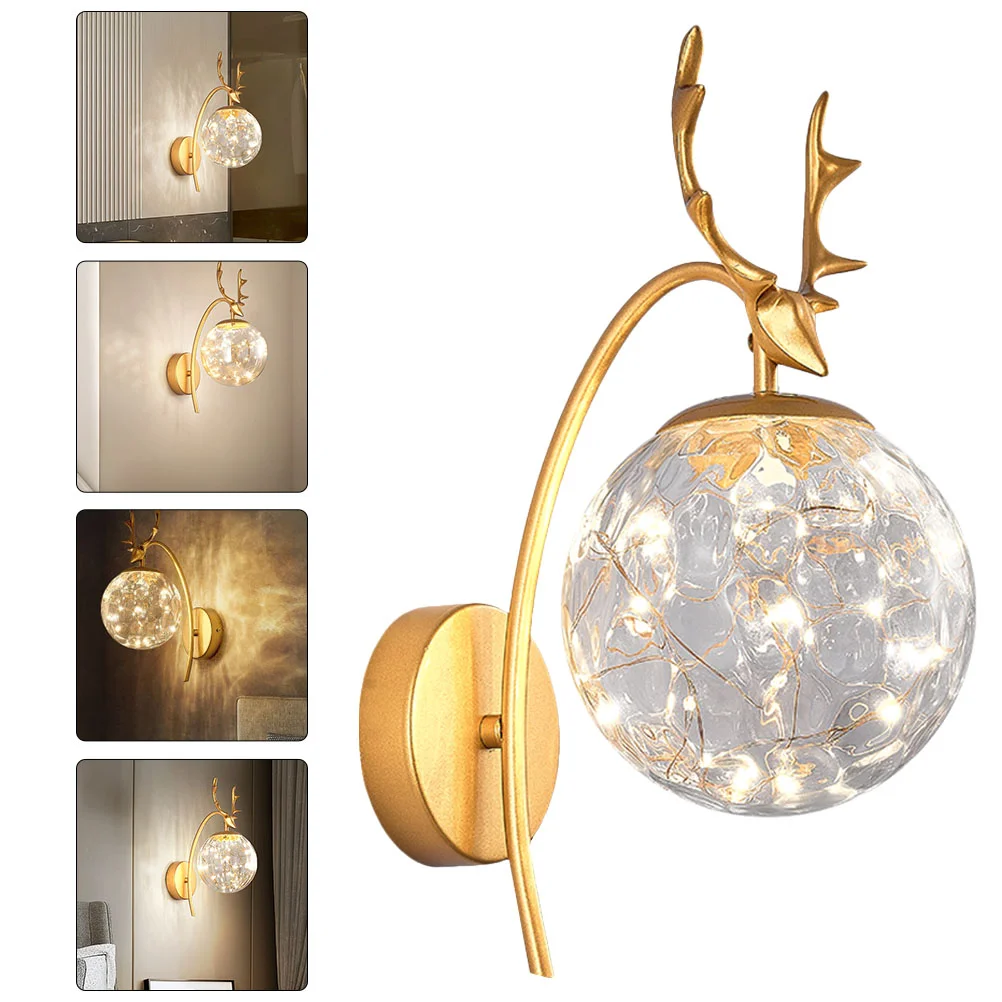 

1PC Chic Bedside Antler Babysbreath Lamp Exquisite Bedroom Background Wall Light