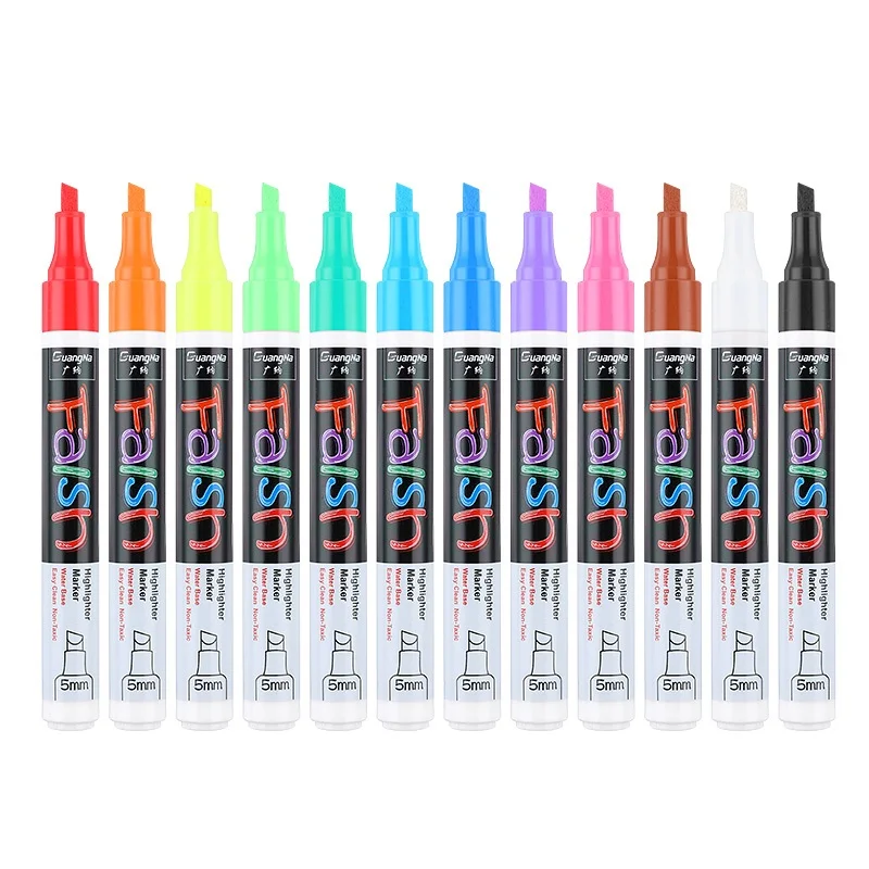 

12 PCS Set Liquid Chalk Marker Pens Erasable Multi Colored Highlighters LED Writing Board Glass Window Art 8 Colours Marker Pens