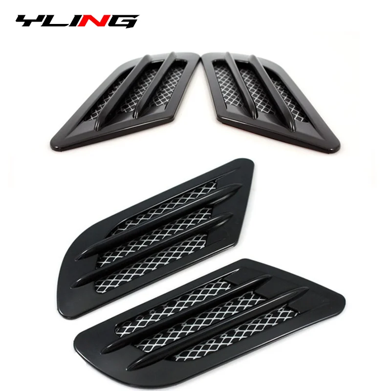 

2pcs Universal Carbon Fiber Car Sharks Gills Fender Side Vent Hole Sticker Cover Air Flow Intake Hood Grille Decoration