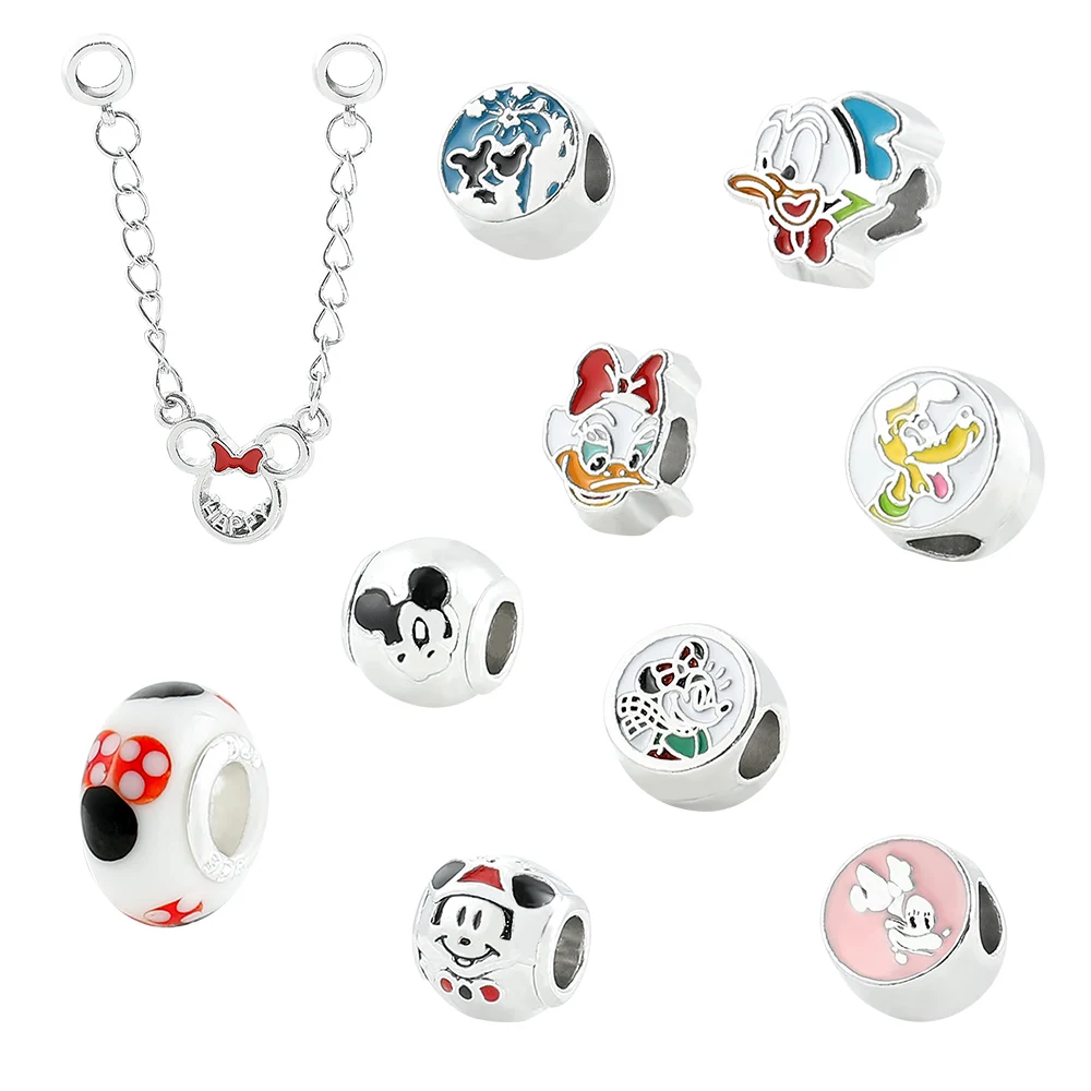 

Cute Mickey Minnie Charms Jewelry Disney Cartoon Figure Beads Bracelets Donald Metal Enamel Pendant Charm for DIY Accessories