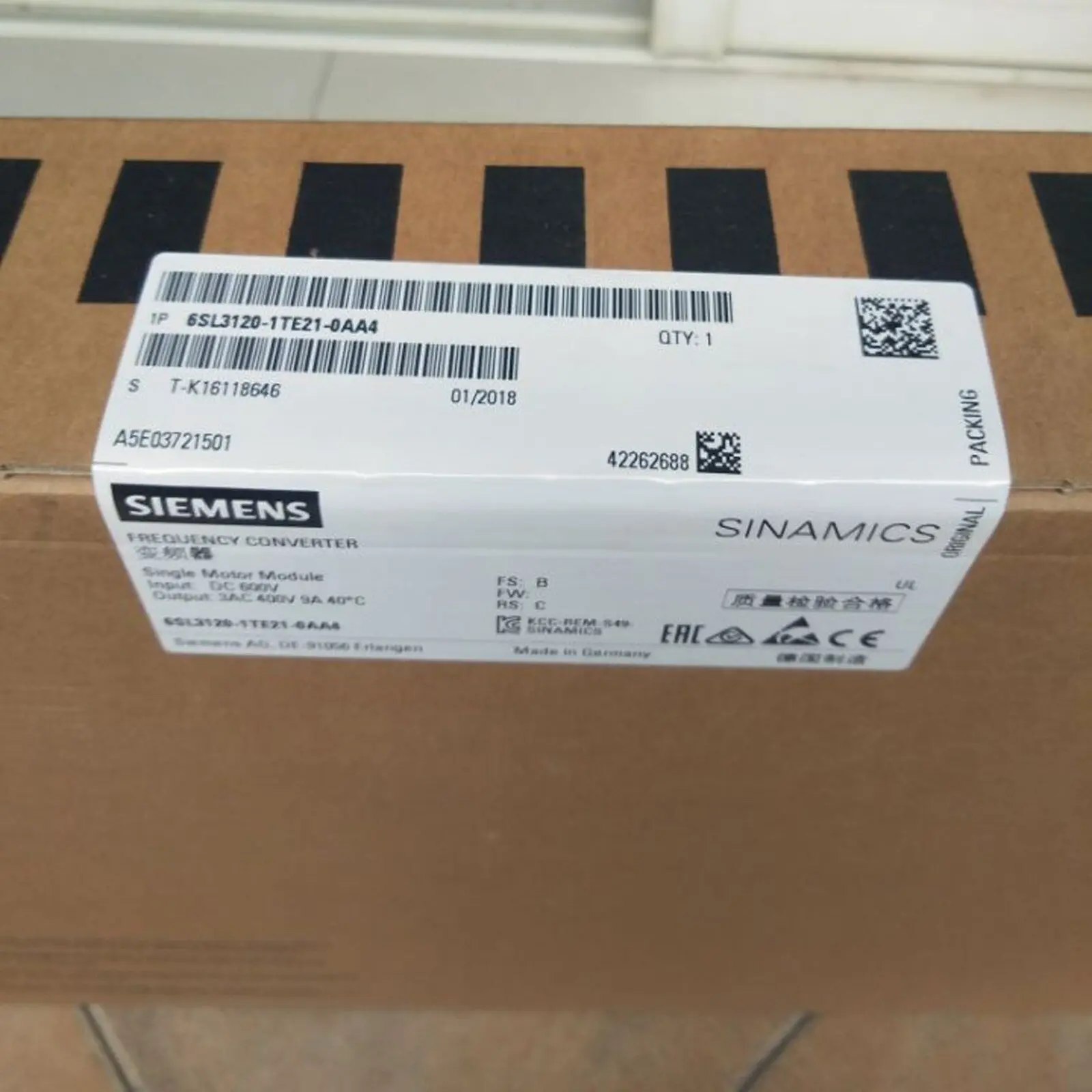 

Новый модуль Siemens 6SL3120-1TE21-0AA4 6SL3 120-1TE21-0AA4