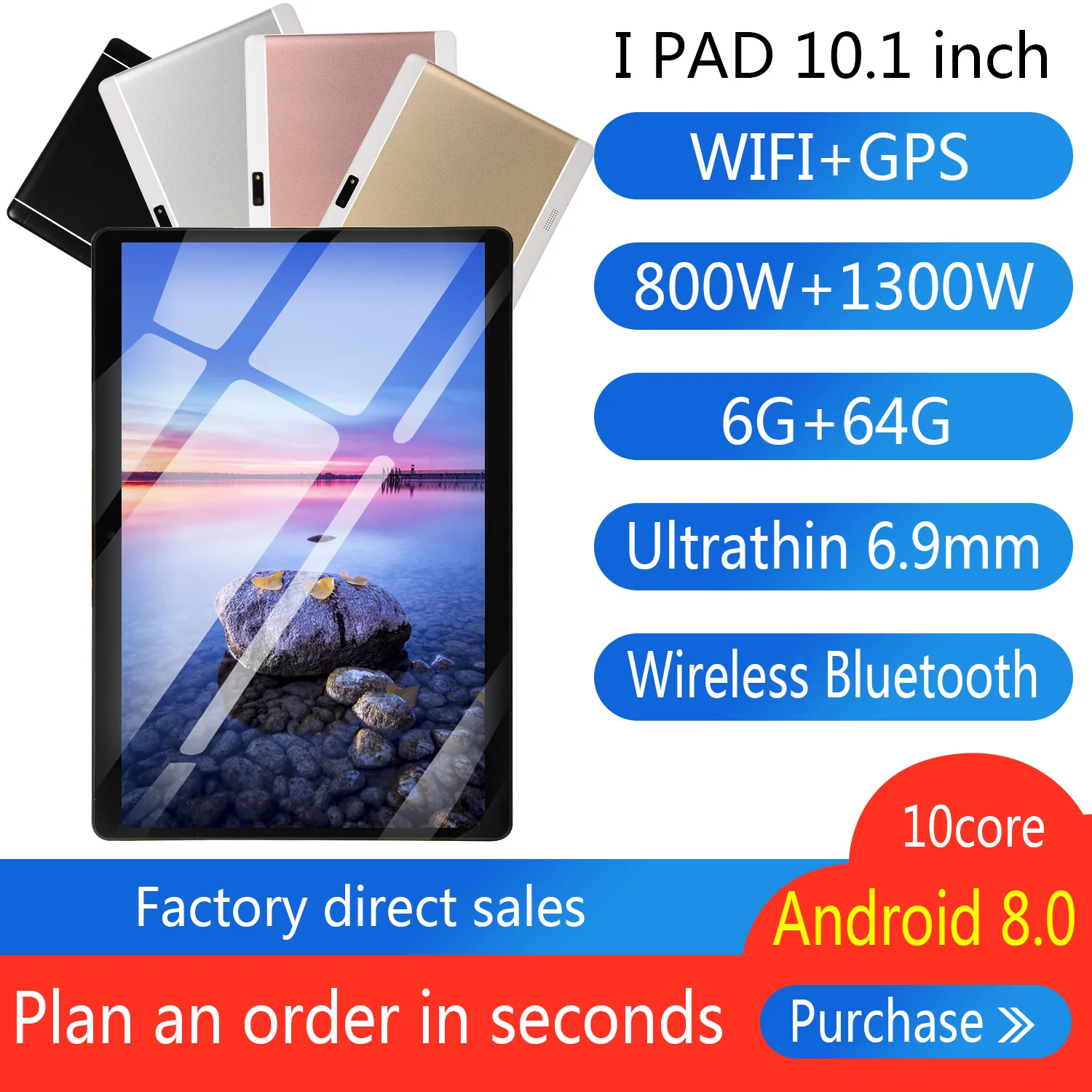

New Sales 10.1 INCH Classic 4G Phone Call Tablet 6GB RAM DDR3+64GB Andriod 8.0 Dual SIM Card Quad-Core WIFI Two Camera