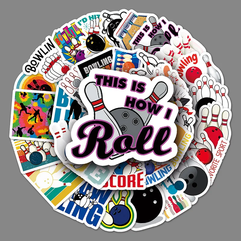 

50Sheets Creative DIY Bowling Stickers Physical Exercise Suitcase Helmet Refrigerator Notebook Stickers Children's Gift Toy